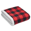 a red and black plaid blanket