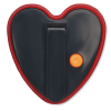 a black heart with a red border