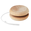 a wooden yo-yo with a string