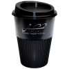 a black plastic cup with a lid