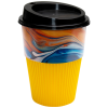 a cup with a black lid