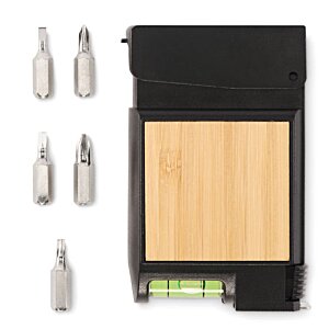 Additional Image 1 - a black rectangular object with a wooden board and several silver bullets