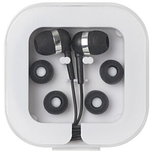 Additional Image 2 - a white electrical outlet with black and white earbuds