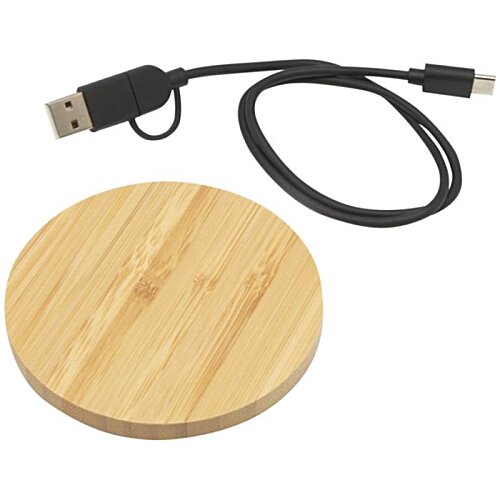 Additional Image 3 - a wood coaster with a black cord