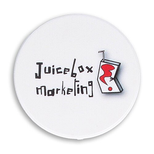 Additional Image 1 - a white circle with black text and red and black letters