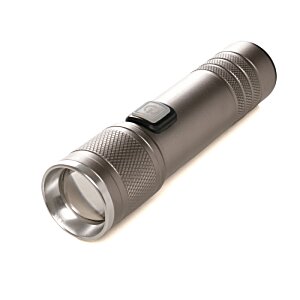 Additional Image 4 - a silver flashlight with a black handle