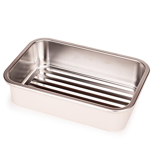 Additional Image 1 - a silver metal pan with a grid
