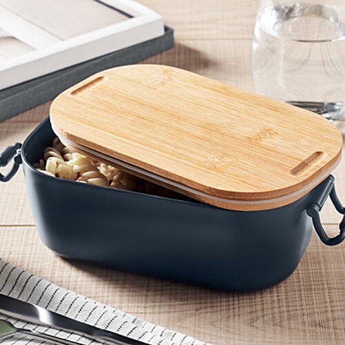 Additional Image 1 - a blue container with a wooden lid