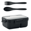 Additional Image 1 - a black lunch box with a spoon and fork