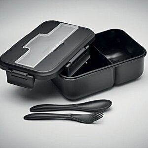Additional Image 3 - a black lunch box with spoons