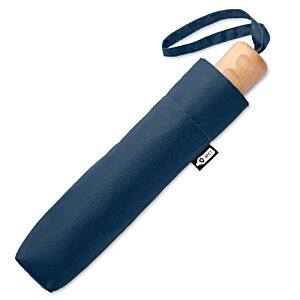 Additional Image 5 - a blue umbrella with a wooden handle