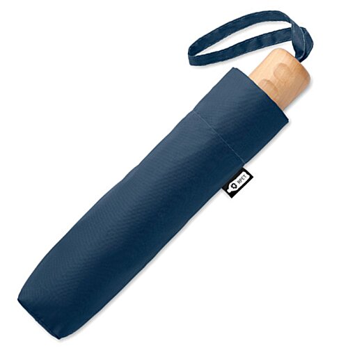 Additional Image 5 - a blue umbrella with a wooden handle