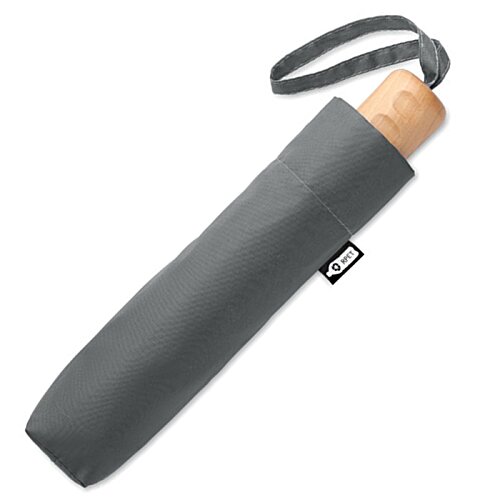 Additional Image 4 - a grey umbrella with a wooden handle