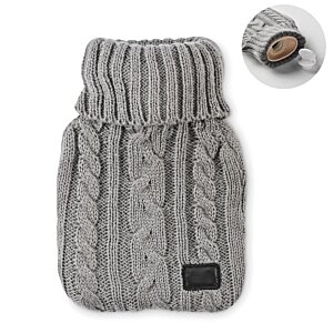 Additional Image 1 - a grey knitted hot water bottle