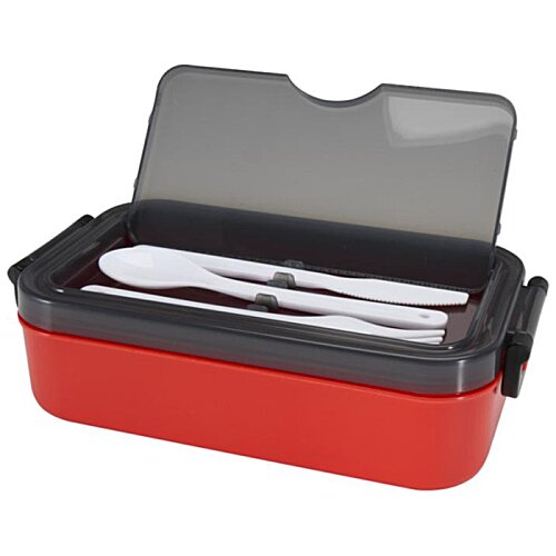 Additional Image 2 - a red and black lunch box with a black lid