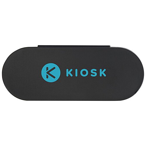 Additional Image 1 - a black oval object with blue text