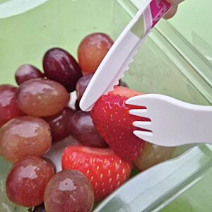 Additional Image 9 - a plastic fork and knife in a bowl of grapes