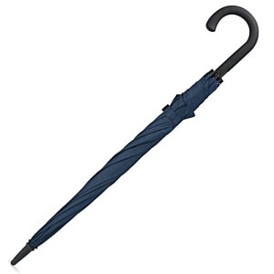 Additional Image 2 - a blue umbrella with a curved handle