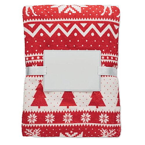 Additional Image 2 - a red and white blanket with bells and a white square