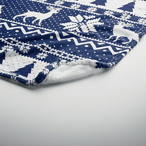 Additional Image 6 - a blue and white cloth with reindeer design