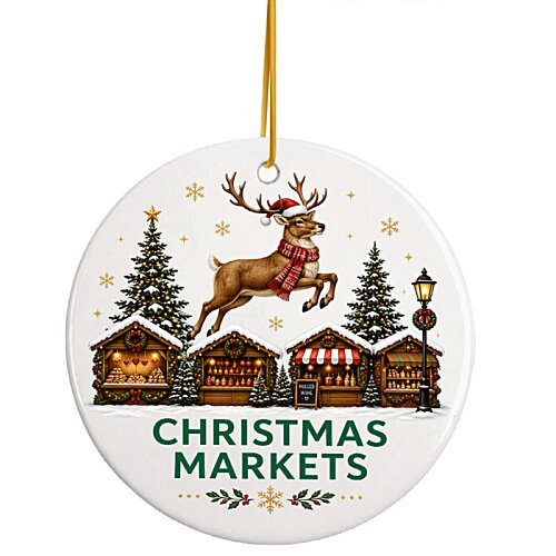Additional Image 2 - a white round ornament with a deer and trees