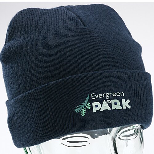 Additional Image 6 - a black beanie with white text
