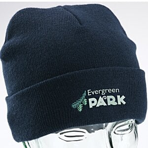 Additional Image 8 - a black beanie with white text