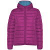 a purple puffer jacket