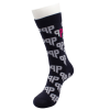 a black sock with white hearts on it