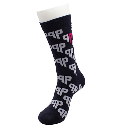 Additional Image 2 - a black sock with white hearts on it