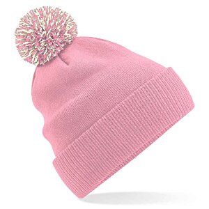 Additional Image 3 - a pink beanie with a pom