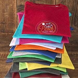 Additional Image 1 - a stack of colorful folded blankets