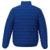 a blue puffer jacket