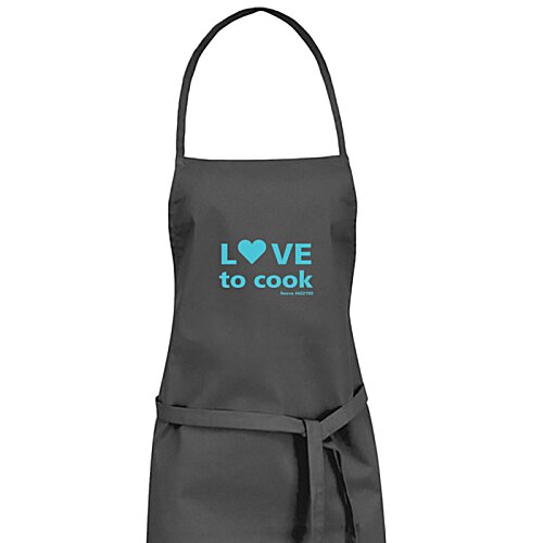 Additional Image 3 - a black apron with blue text