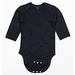 Additional Image 1 - a black baby bodysuit with long sleeves