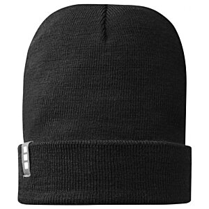 Additional Image 2 - a black beanie with a white label