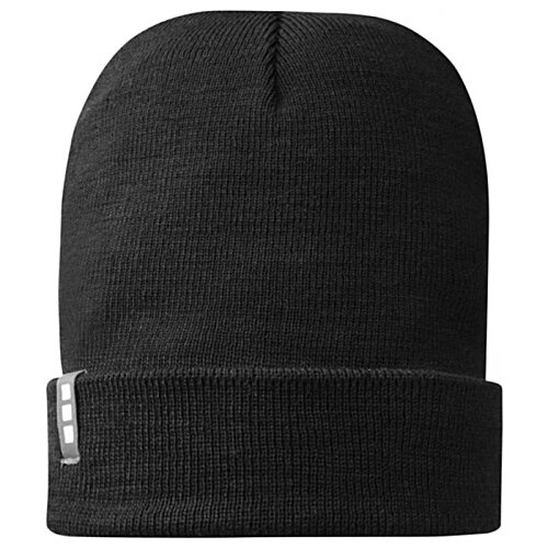 Additional Image 2 - a black beanie with a white label
