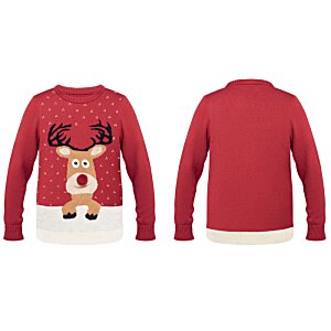 Additional Image 5 - a red sweater with a reindeer design