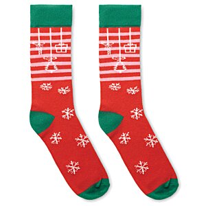 Additional Image 4 - a pair of red and green socks