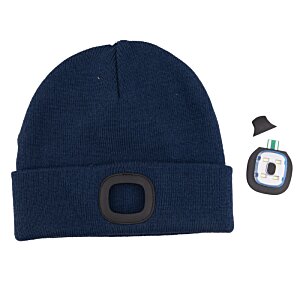 Additional Image 5 - a blue beanie with a black square buckle