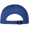 a blue hat with a black band