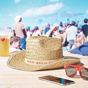 Additional Image 3 - a straw hat and sunglasses on a table