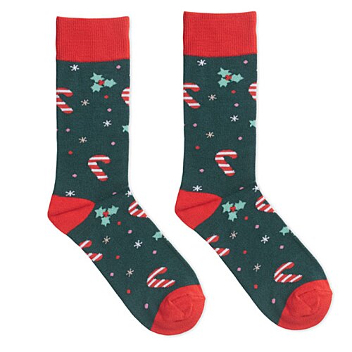 Additional Image 1 - a pair of socks with red and green design