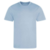 a light blue t-shirt