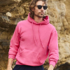 a man wearing sunglasses and a pink sweatshirt