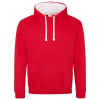 a red sweatshirt with a white lining