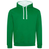 a green sweatshirt with a white hood