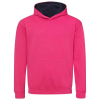 a pink hoodie with a black lining