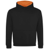 a black sweatshirt with orange lining