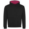 a black sweatshirt with a pink lining